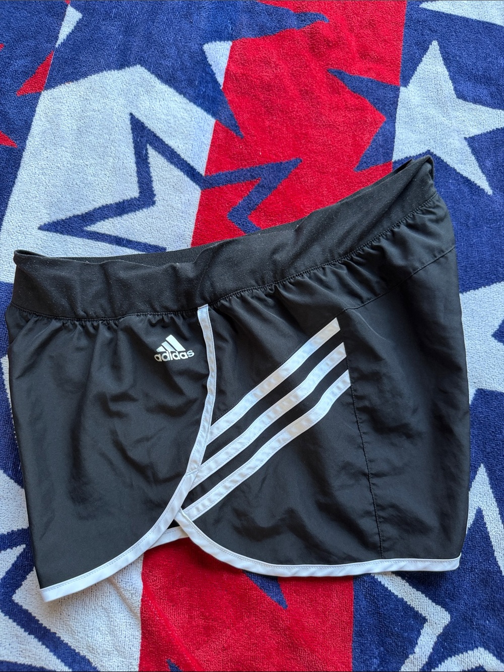adidas Black Athletic Shorts with White Trim and Three Stripes